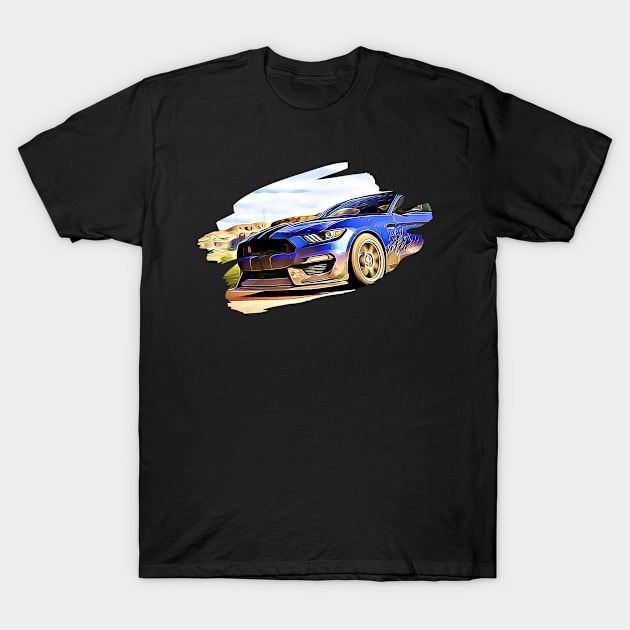 Mustang GT500 Action Art Print T-Shirt by SynchroDesign